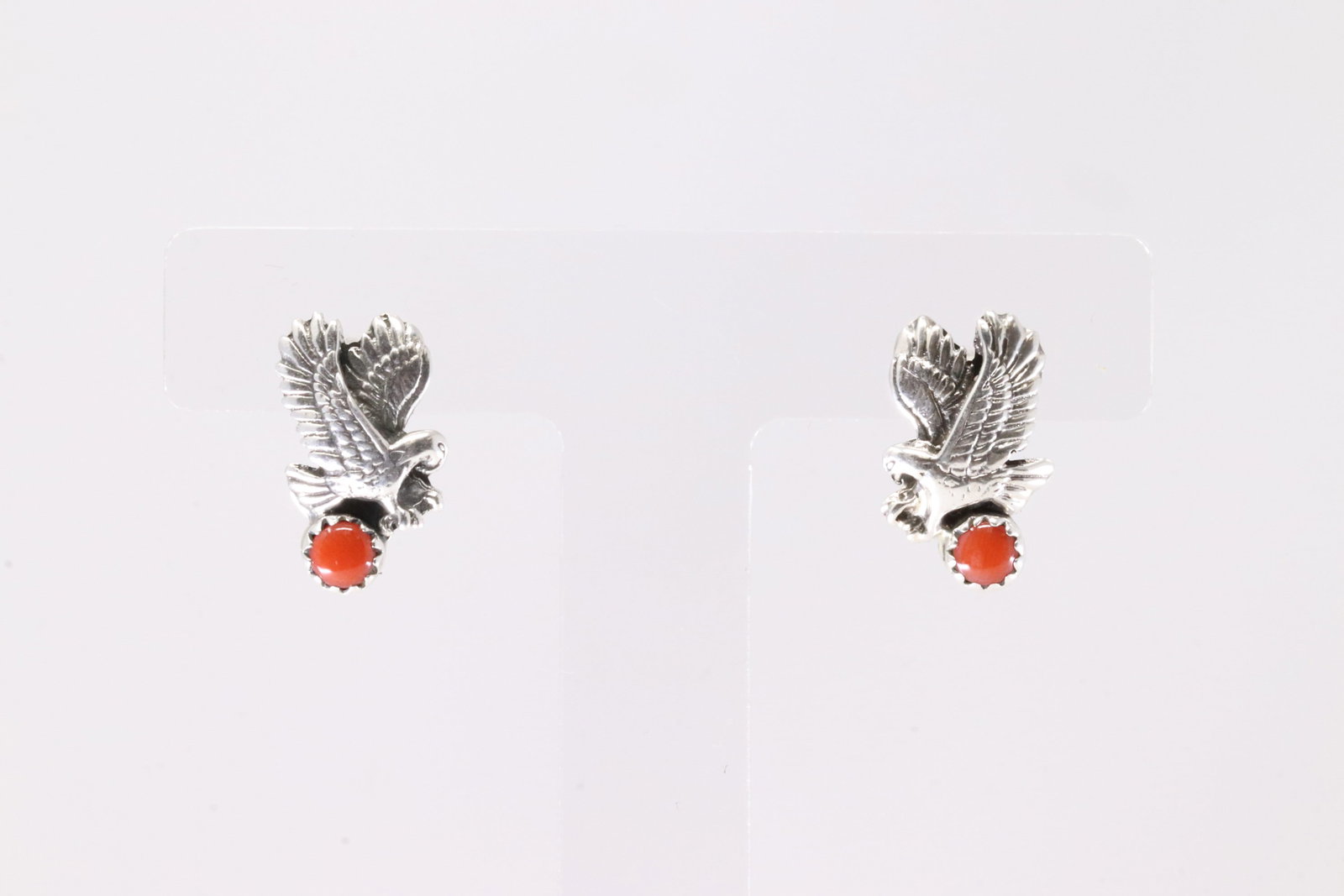 Sterling Silver Coral Eagle Post Earring's.: This is a Sterling Silver Coral Eagle Post Earring's.
