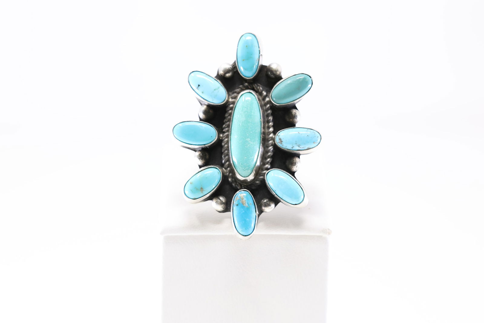 Native America Navajo Sterling Silver Kingman Turquoise Ring By W.D. (1 of 4)