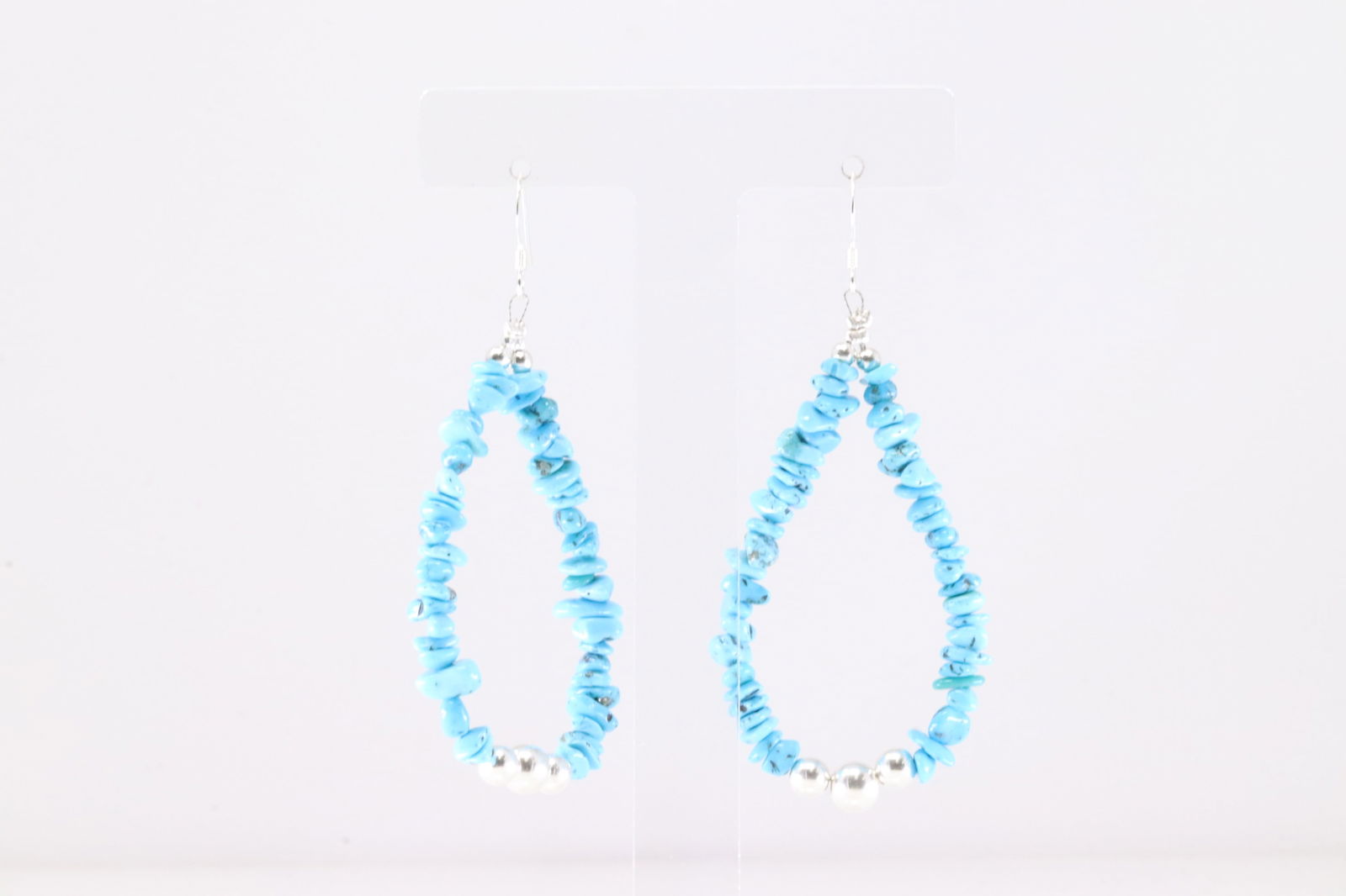 America Sterling Silver Turquoise / Pearl Beaded Dangling Earring's.: This is a America Sterling Silver Turquoise / Pearl Beaded Dangling Earring's.