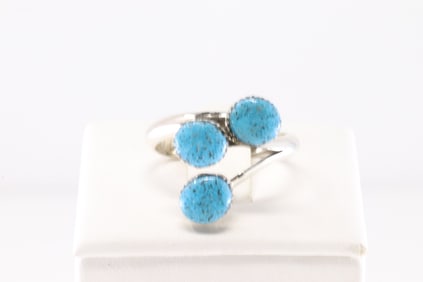 Native America Zuni Sterling Silver Turquoise Ring By Darlene Coonsis.