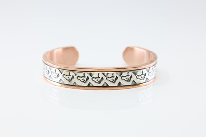 Native America Navajo Copper Stamp Bracelet Cuff By Wylie Secatero.