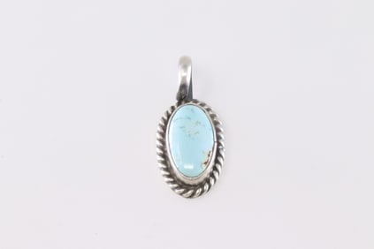 Native America Navajo Sterling Silver Golden Hill Turquoise Pendant By Johnny Dixon.