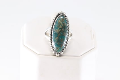 Native America Navajo Sterling Silver Turquoise Ring By F.