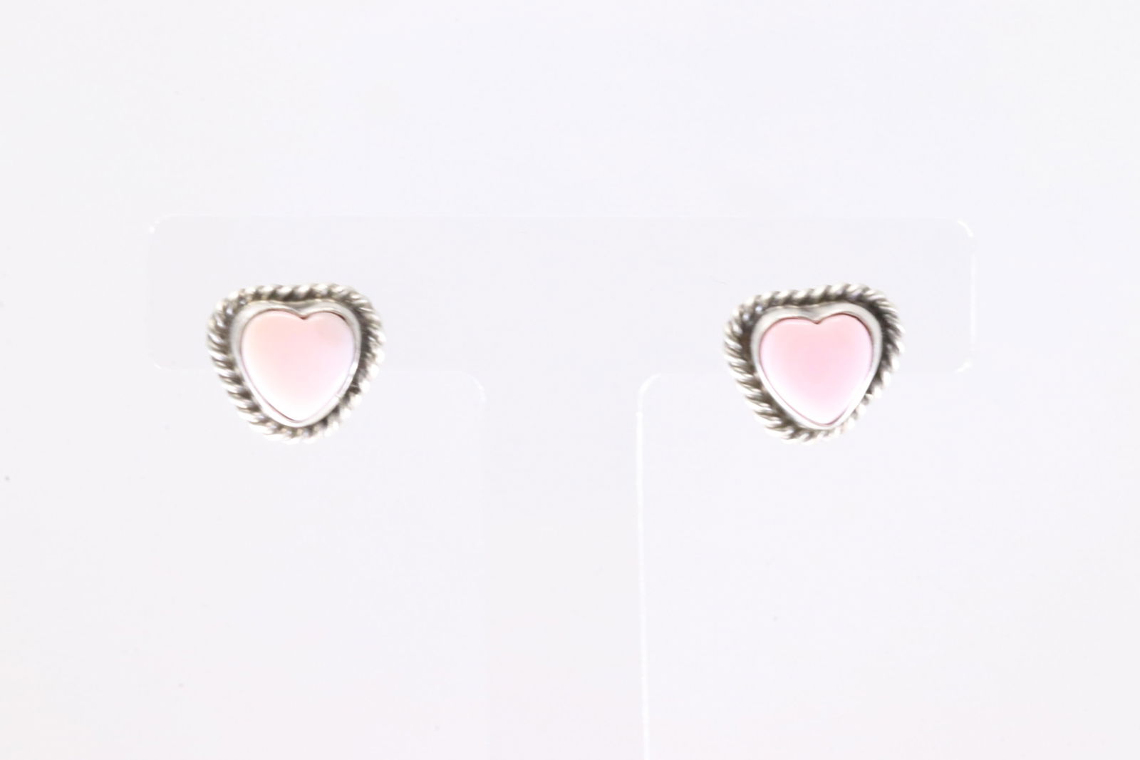 America Sterling Silver Pink Conch Heart Post Earring's. (1 of 3)