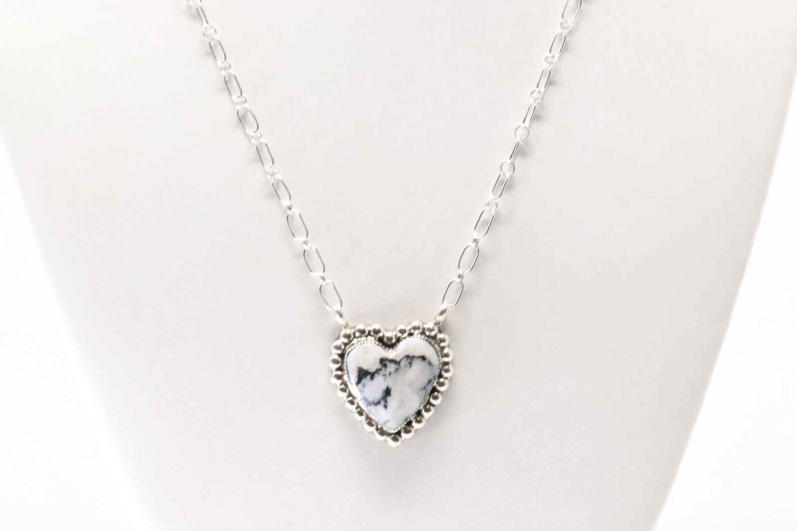 Native America Navajo Sterling Silver White Buffalo Necklace. From R.B Company. (1 of 4)