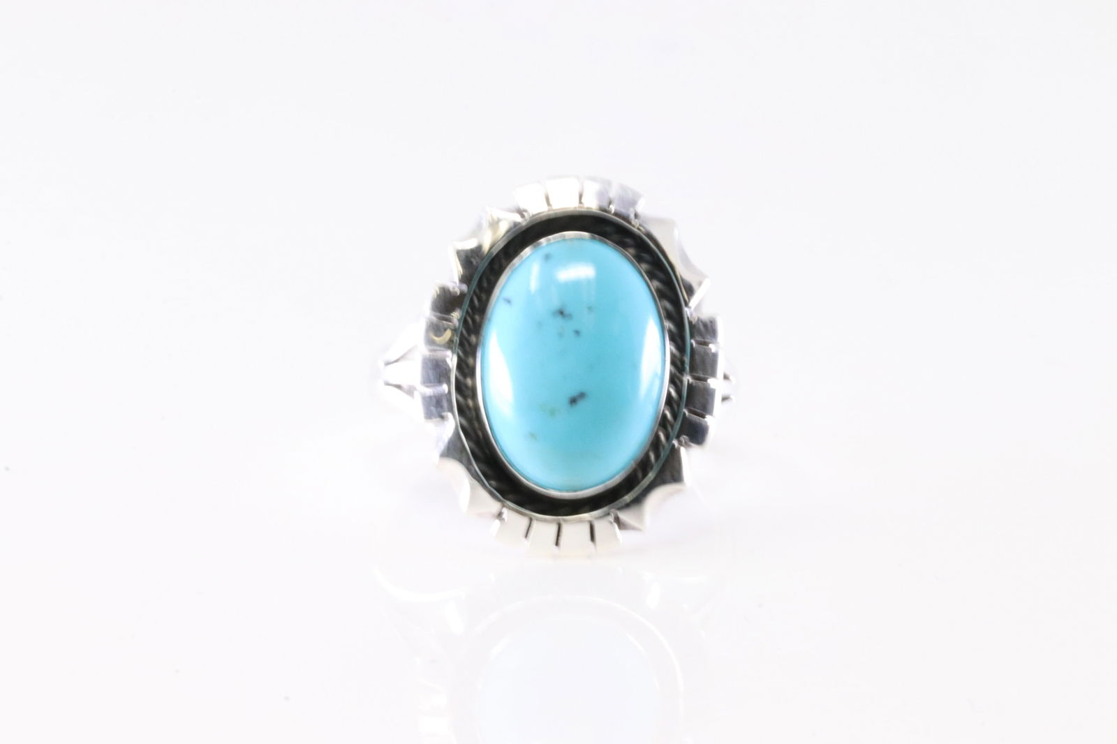 Native America Navajo Sterling Silver Turquoise Ring By Amos Begay. (1 of 4)