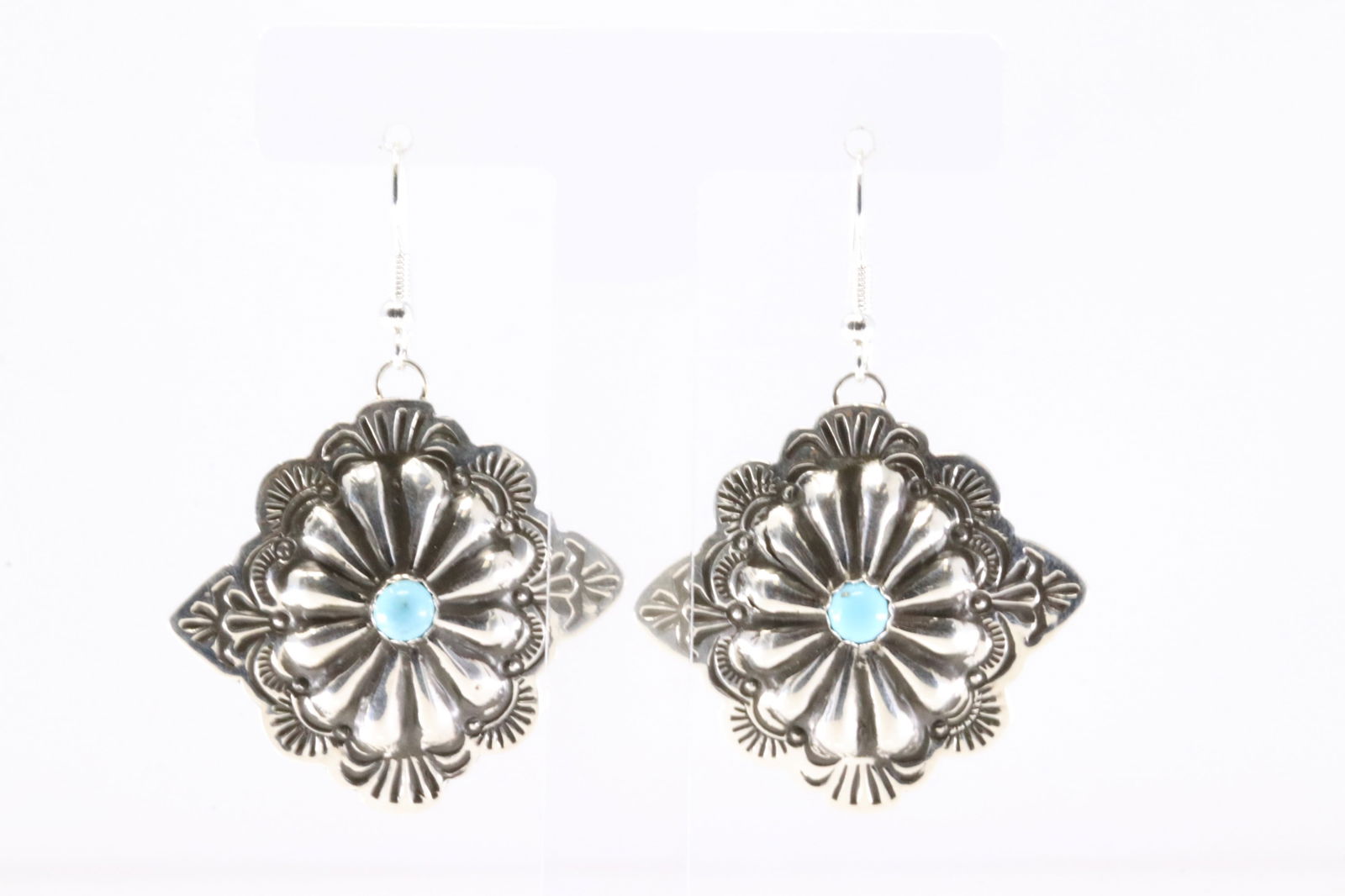 America Sterling Silver Turquoise Conch Dangling Earring's. (1 of 4)