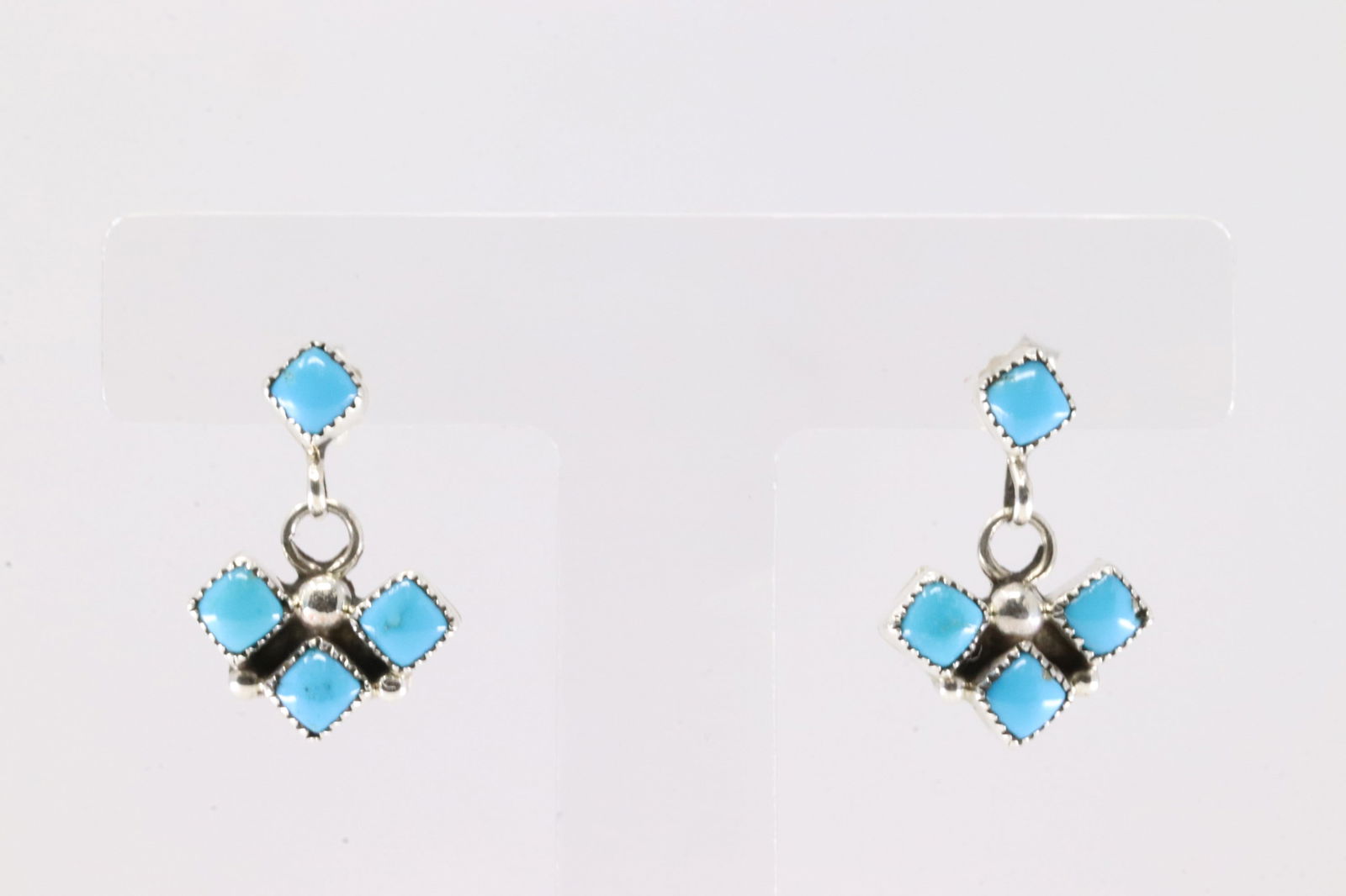 Native America Navajo Sterling Silver Turquoise Post / Dangling Earring's By P Spencer. (1 of 3)