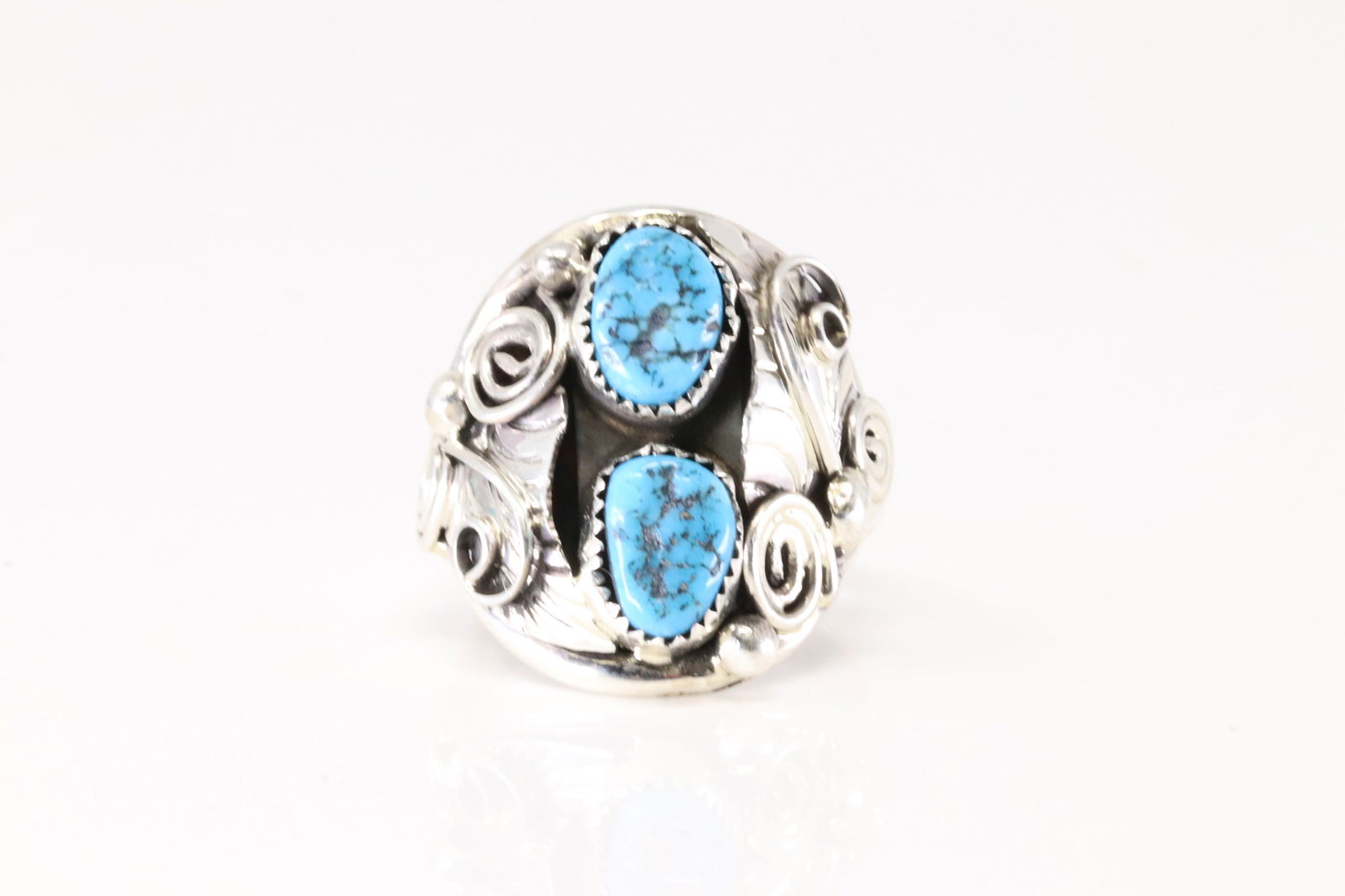 Native America Navajo Sterling Silver Turquoise Ring By B. (1 of 4)