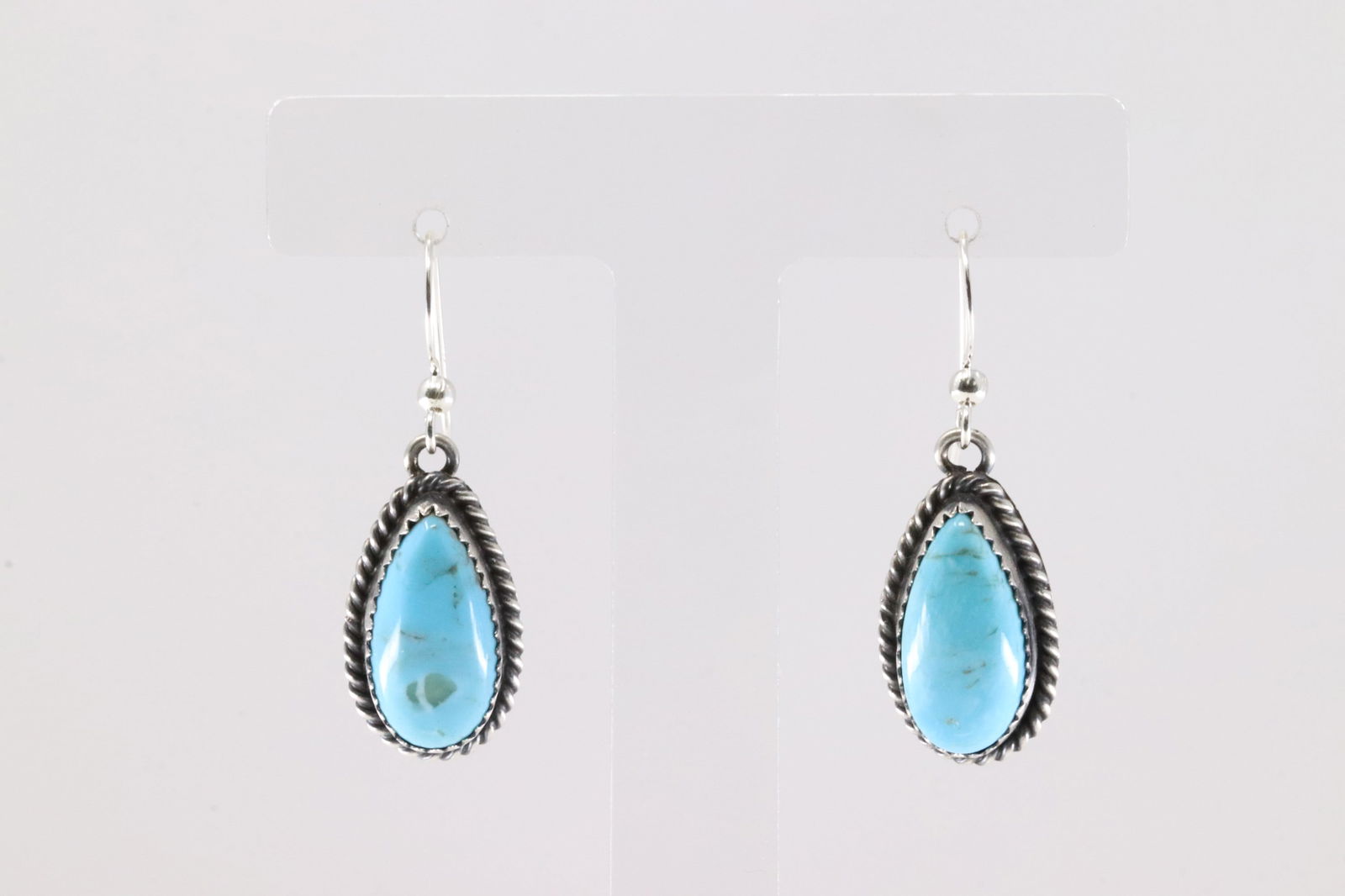 Native America Navajo Sterling Silver Kingman Turquoise Dangling Earring's By Freda Martinez. (1 of 4)