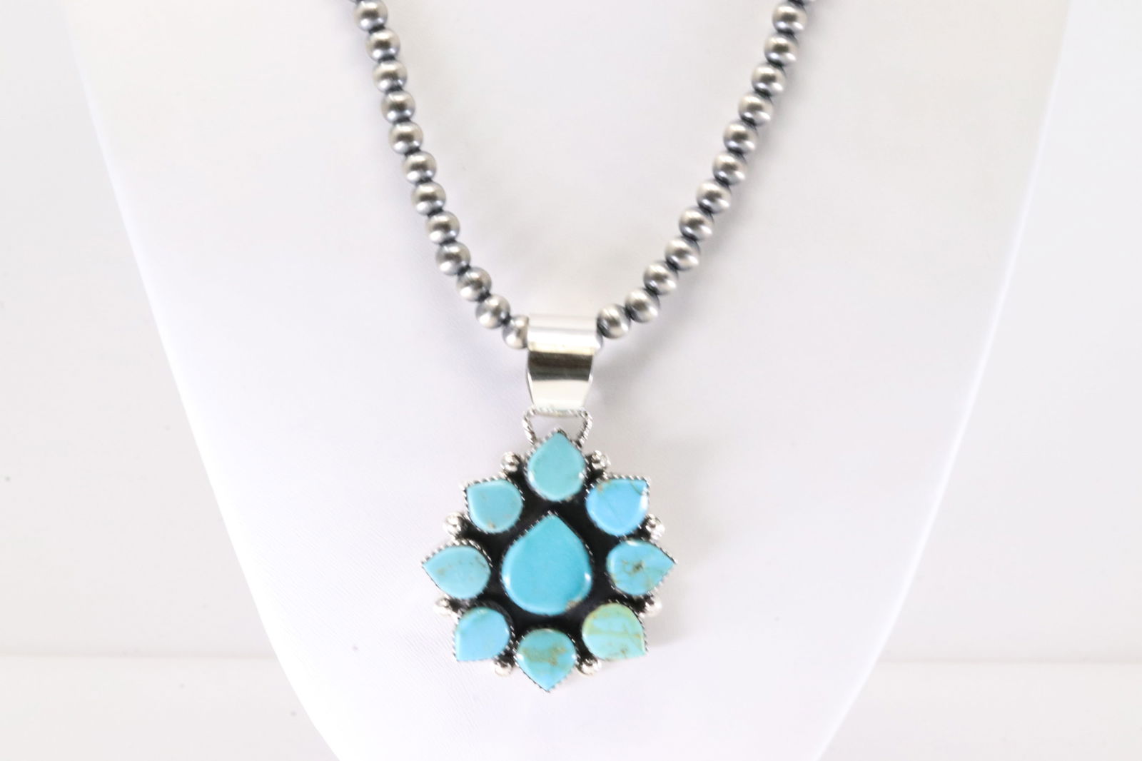 Native America Navajo Sterling Silver Turquoise Pendant By Selena Warner. With Machine Made Sterling (1 of 4)