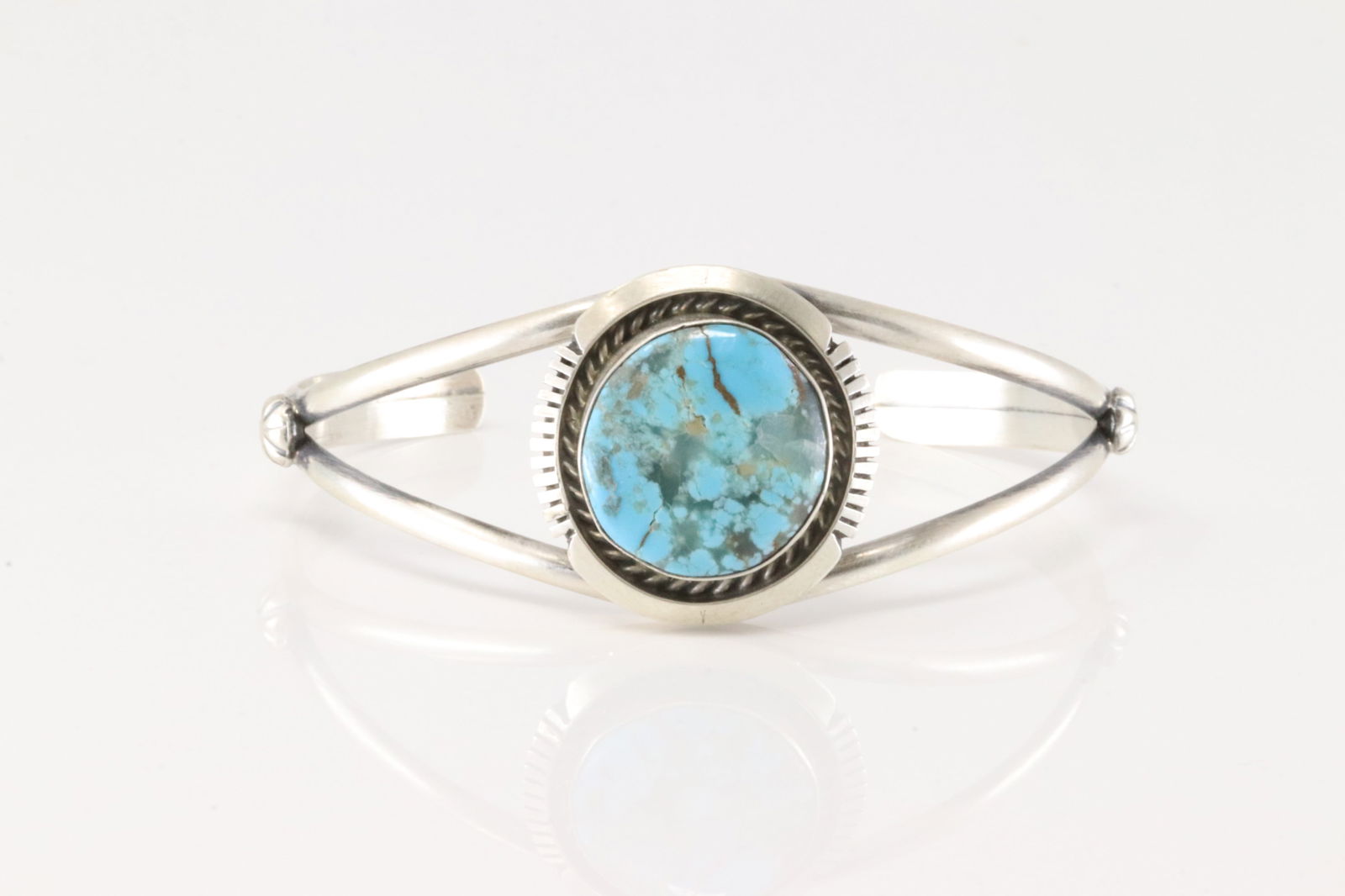 Native America Navajo Sterling Silver Kingman Turquoise Bracelet Cuff By A.M. (1 of 4)