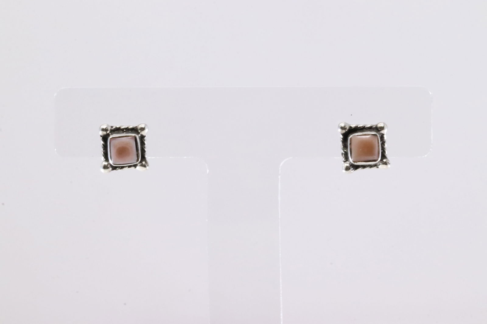 America Sterling Silver Pink Conch Post Earring's. (1 of 3)