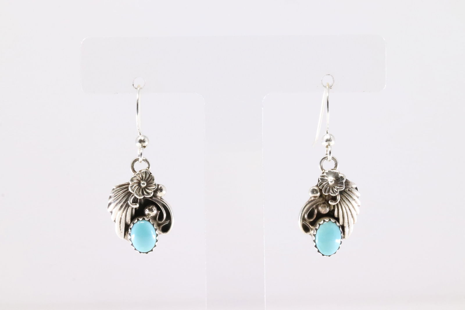 America Sterling Silver Kingman Turquoise Dangling Earring's. (1 of 4)
