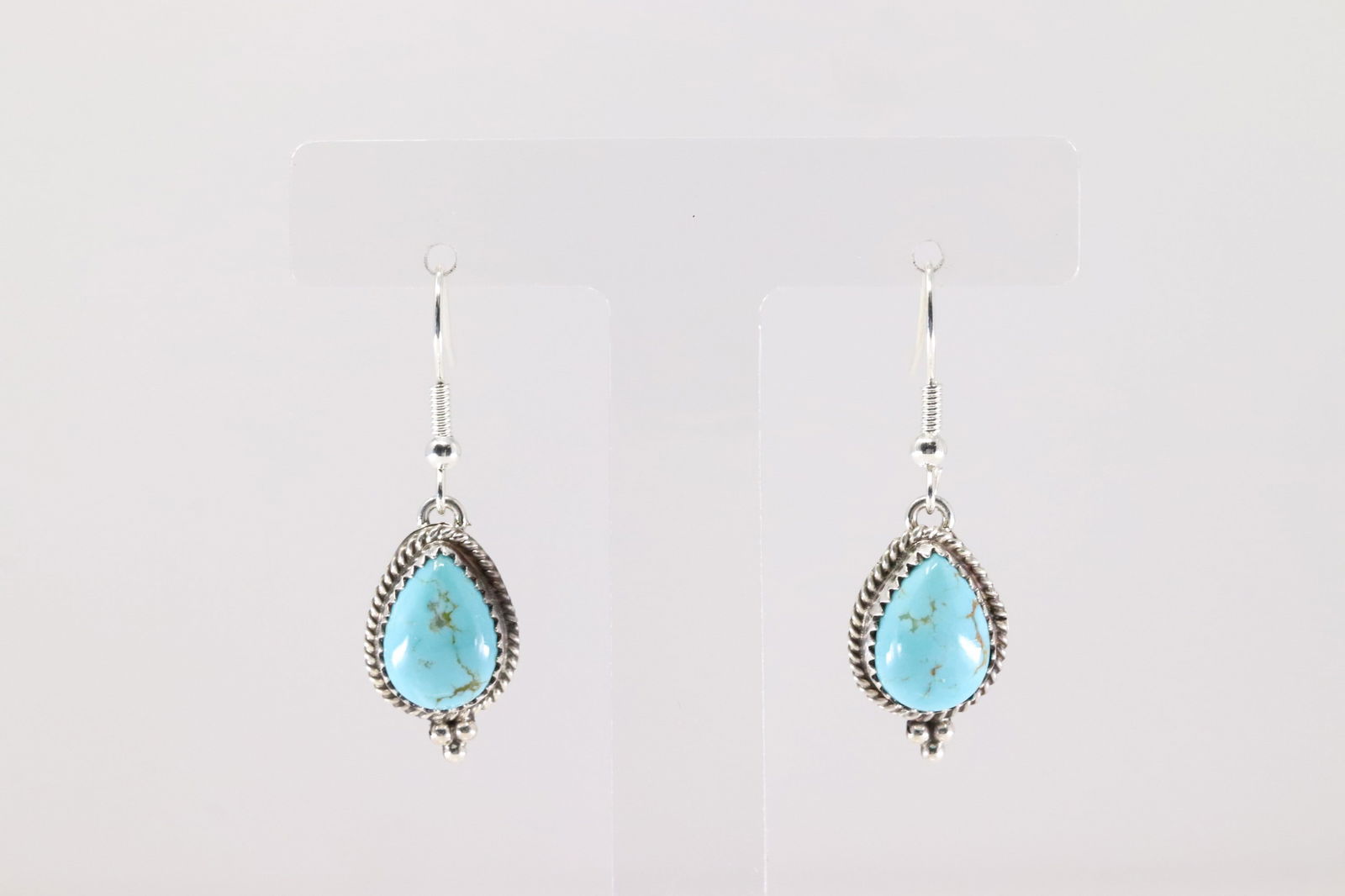 Native America Navajo Sterling Silver Kingman Turquoise Dangling Earring's By L. (1 of 4)