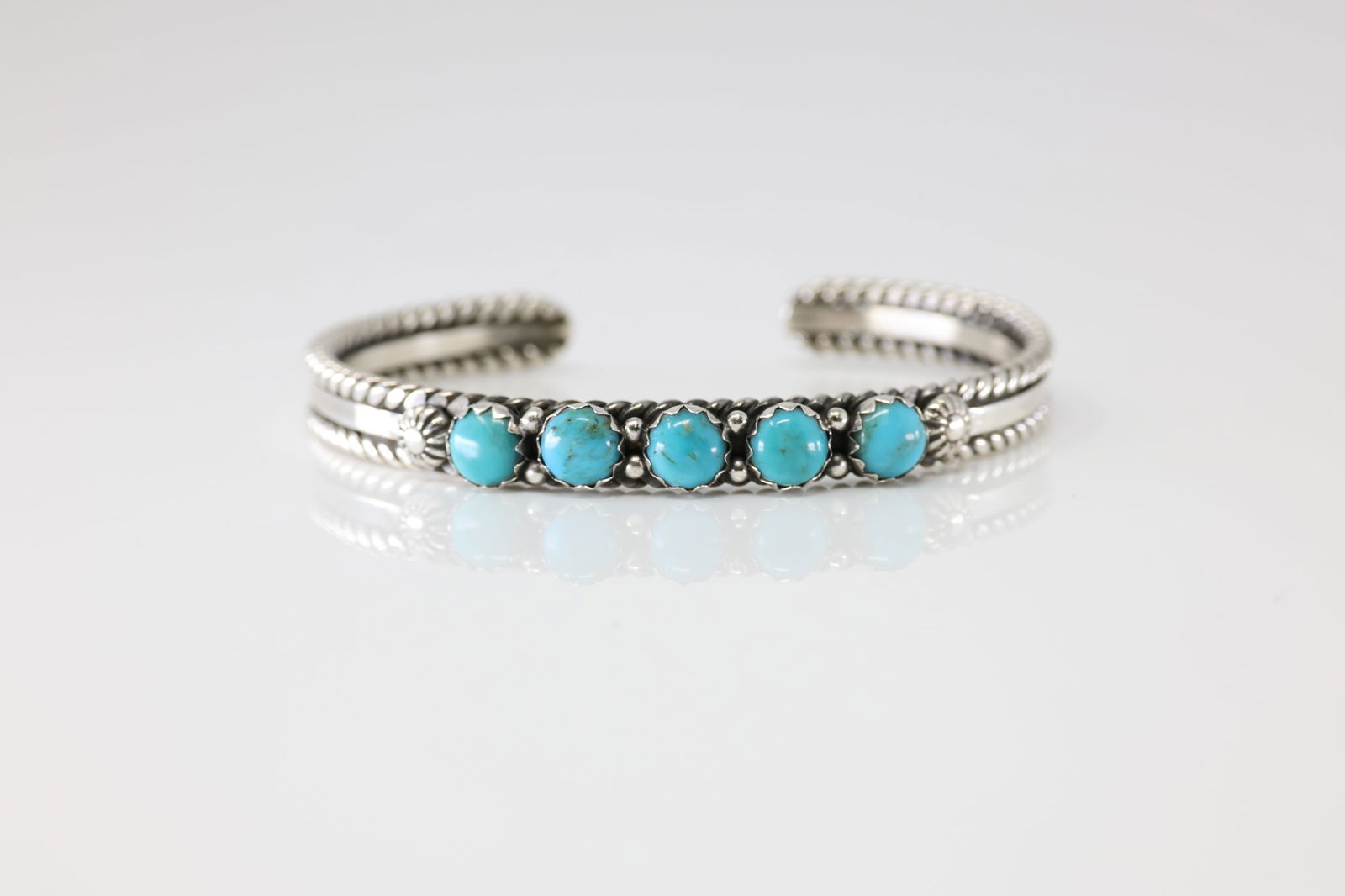 Native America Navajo Sterling Silver Turquoise Bracelet Cuff By King. (1 of 4)