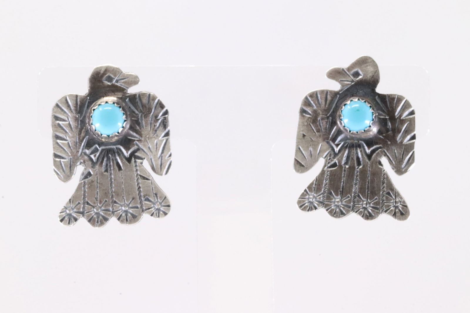 Native America Navajo Sterling Silver Turquoise Thunderbird Post Earring's By Gabriela Yazzie. (1 of 4)