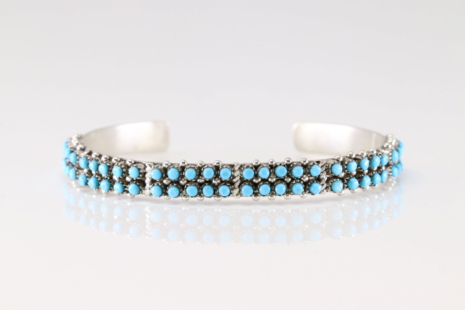 Native American Zuni Sterling Silver Kingman Turquoise Bracelet Cuff By A.H. (1 of 4)