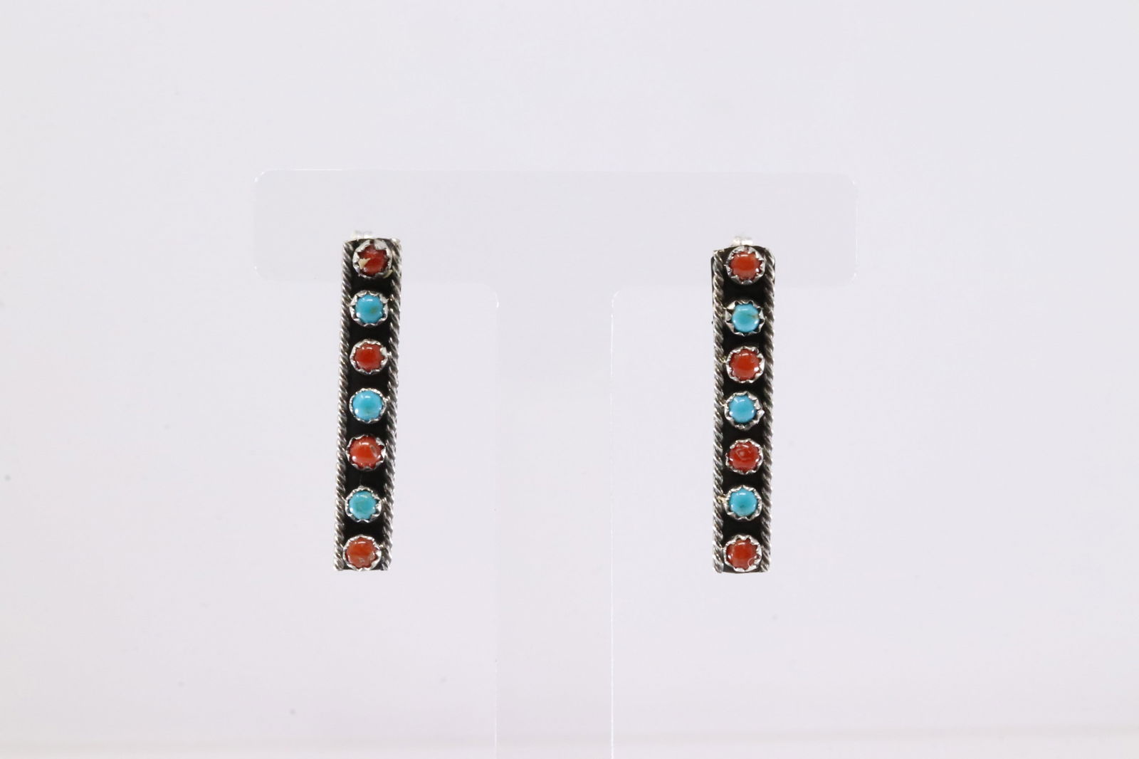 America Sterling Silver Coral & Turquoise Post Earring's. (1 of 3)
