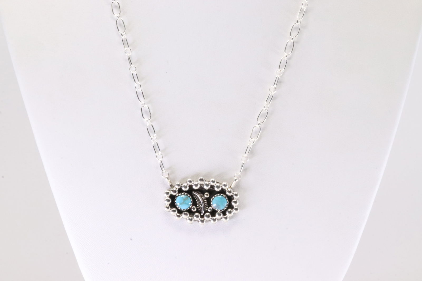 Native America Navajo Sterling Silver Turquoise Necklace By Suzanna Johnson. (1 of 4)