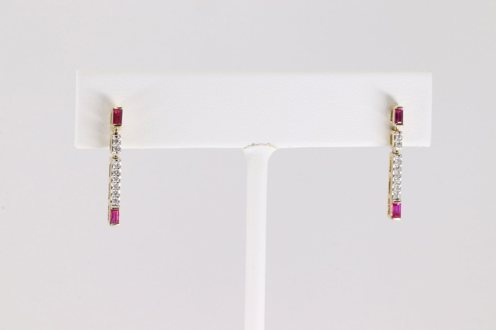 Ruby & Diamond Stud / Dangling Earring 14Kt. - 2