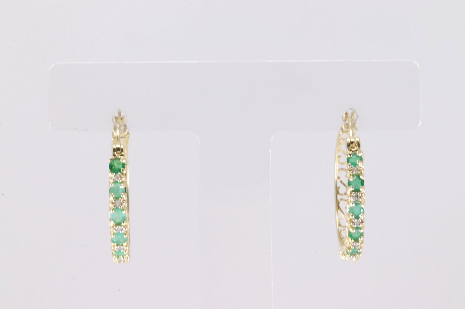 Emerald & Diamond Hoop Earring 14Kt. (1 of 3)
