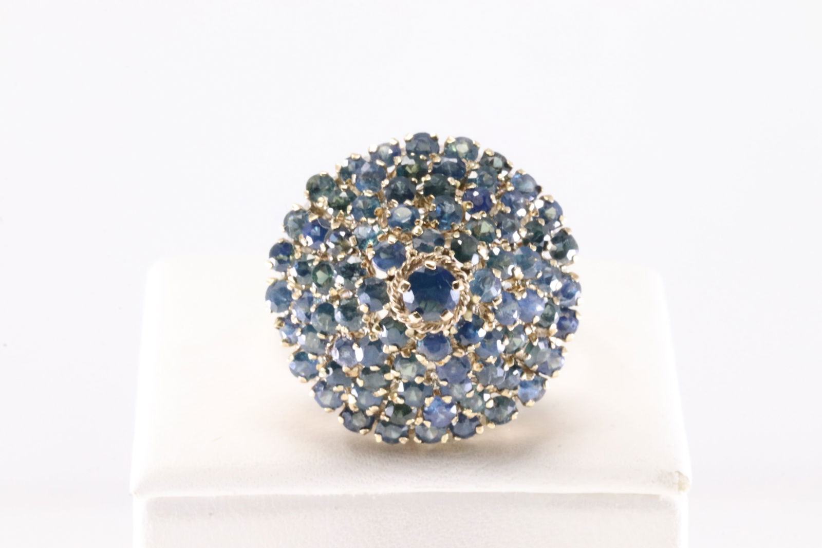 Elegant Art Deco Sapphire Ring 14Kt.: Ladies 14Kt Yellow Gold Art Deco Sapphire Ring. This Elegant Ring has Art Deco Design with Blue Sapphires Gemstone. Ring size: 8.00. Total weight: 6.66 Grams.