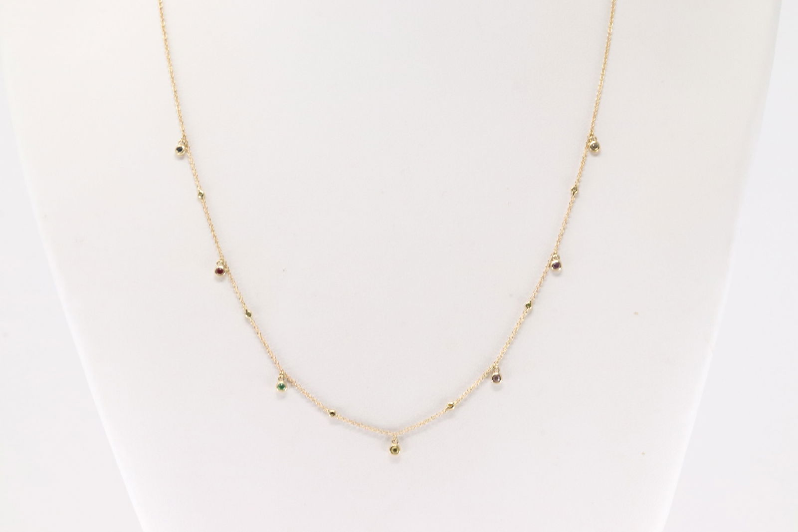 Diamond / Multi-Color Gemstone By The Yard Necklace 14Kt. (1 of 3)