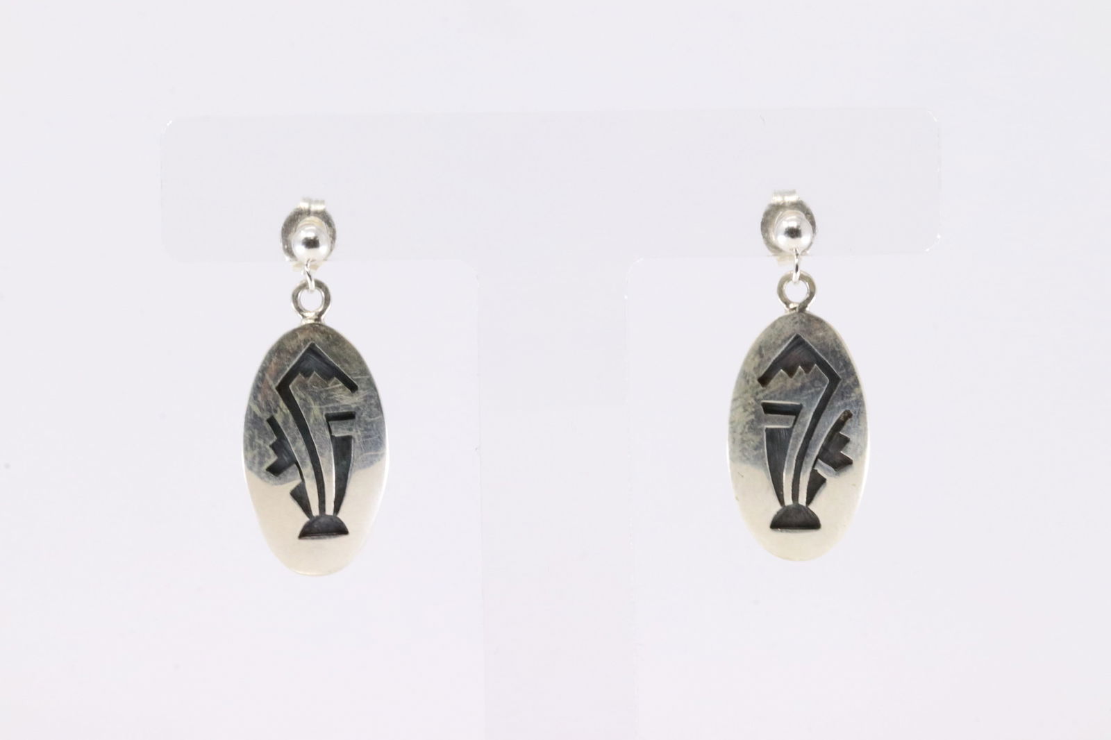 Native America Sterling Silver Stamped Post Dangling Earring's. (1 of 3)