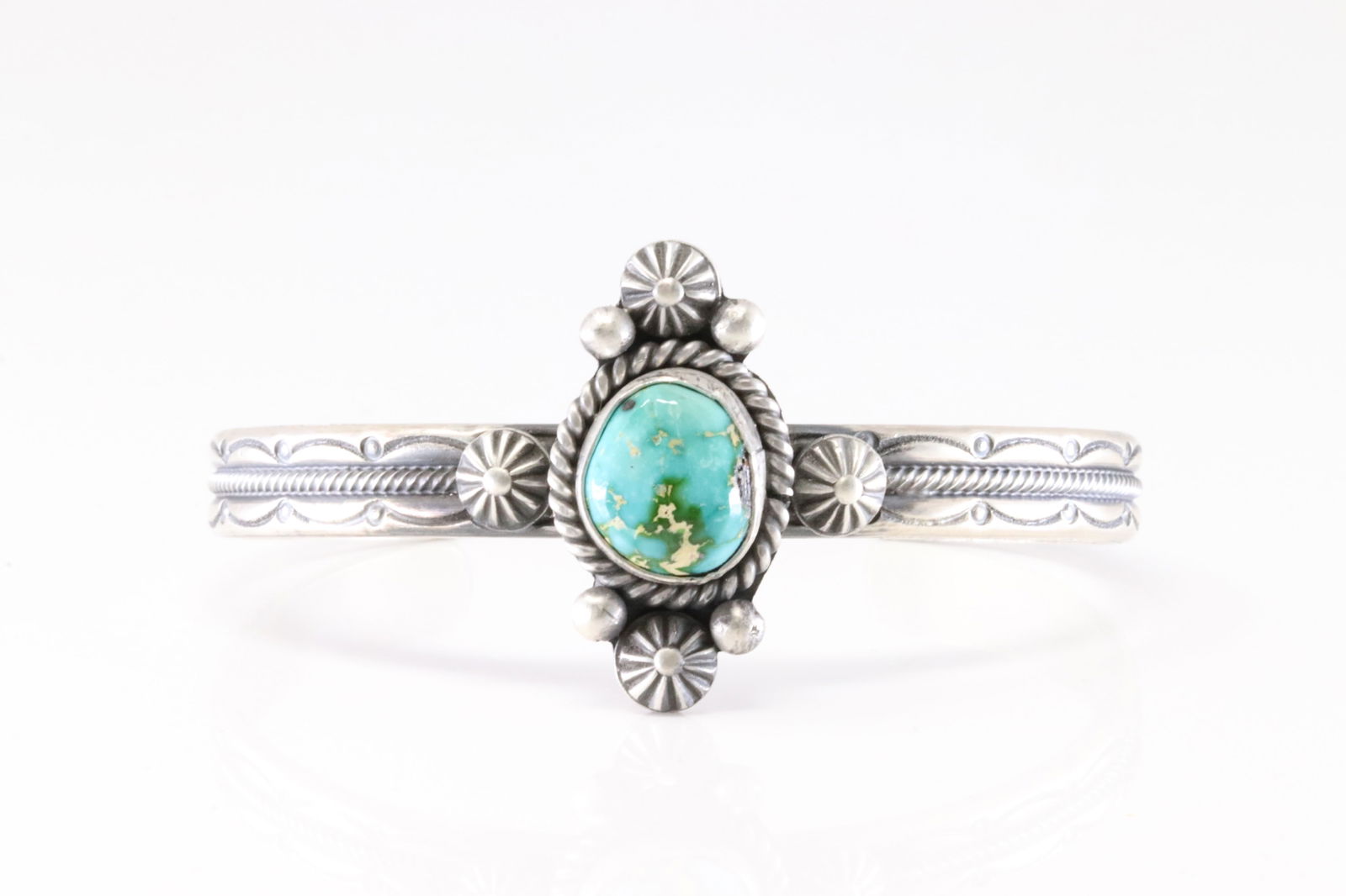 Native America Navajo Sterling Silver Sonora Gold Turquoise Bracelet Cuff By M.C. (1 of 4)