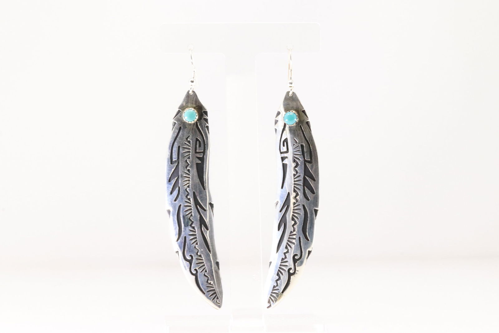 Native America Navajo Sterling Silver Turquoise Gangling Earring's By T/R Singer. (1 of 4)