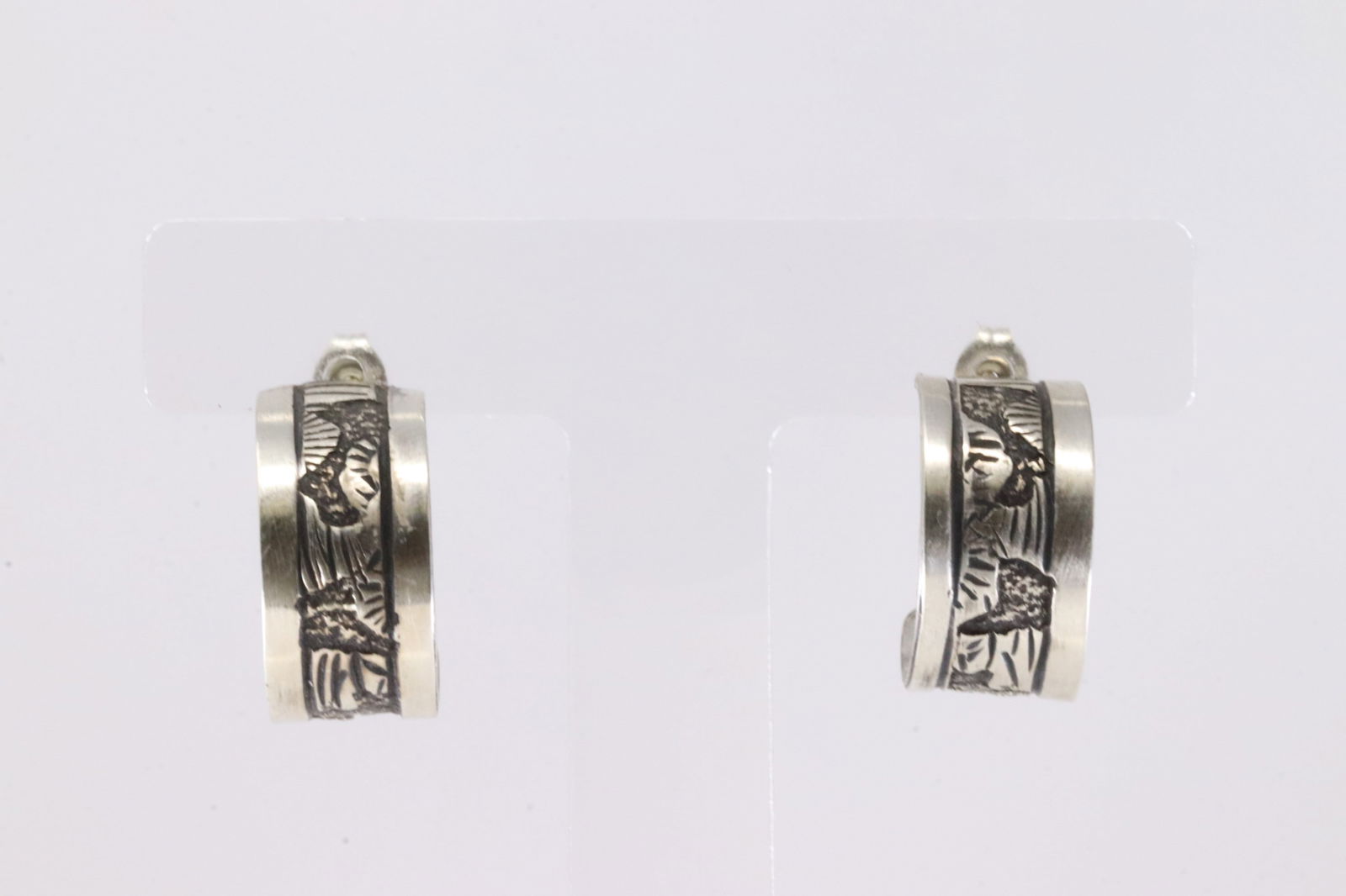 Native America Navajo Sterling Silver Storyteller Hoop Earring's By Elaine Becenti. (1 of 4)