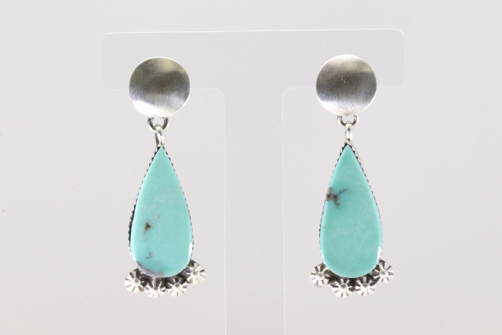 Native America Navajo Sterling Silver Turquoise Post Dangling Earring's By Selina Warner. (1 of 4)