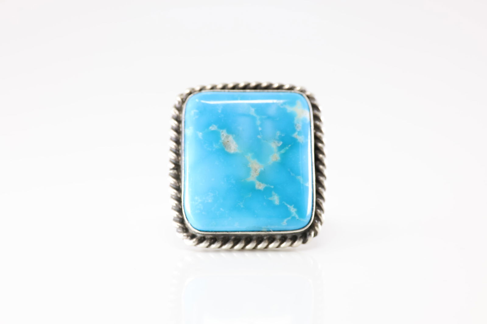 Native America Navajo Sterling Silver Kingman Turquoise Ring By A.L. (1 of 4)