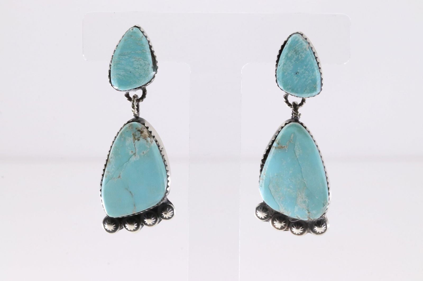 Native America Navajo Sterling Silver Turquoise Post Dangling Earring's By Selina Warner. (1 of 4)