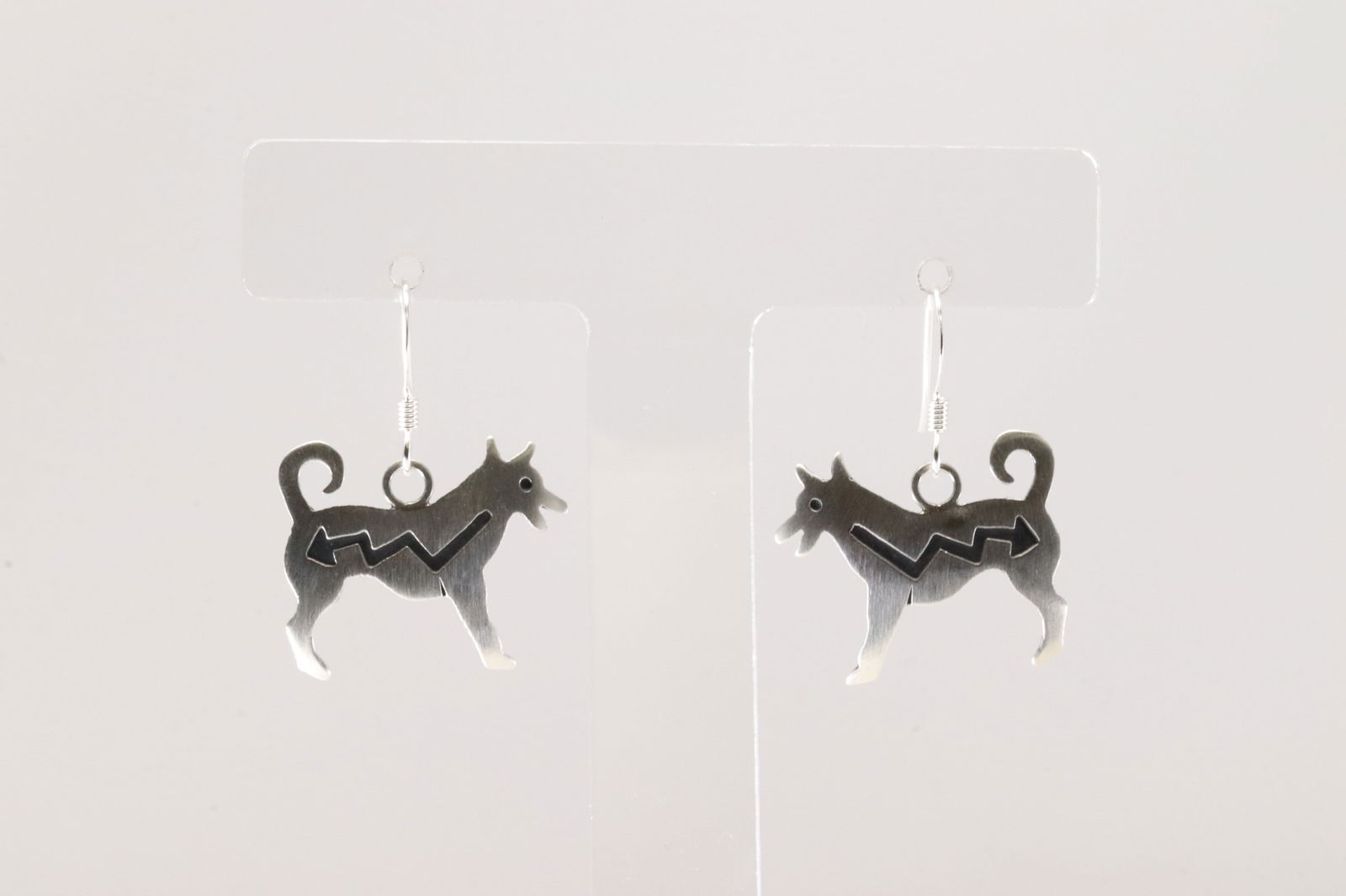 Native America Navajo Sterling Silver Wolf Dangling Earring's By Robert Gene. (1 of 3)