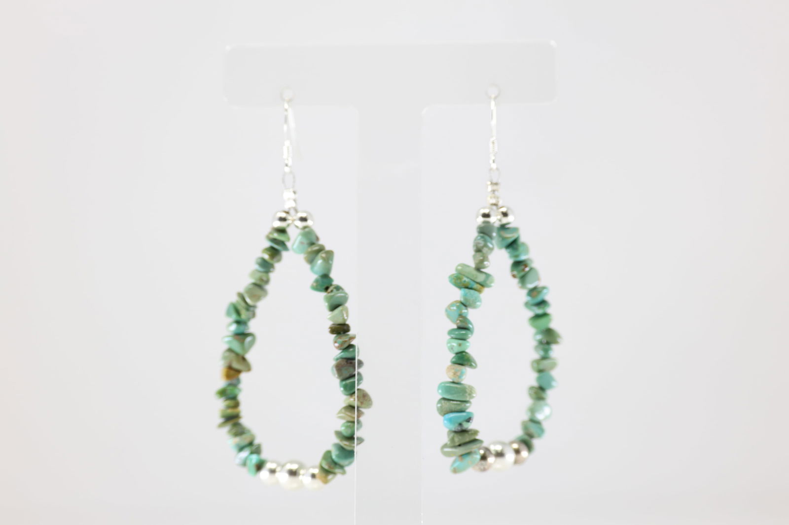 America Sterling Silver Turquoise Pearl Beaded Dangling Earring's. (1 of 3)