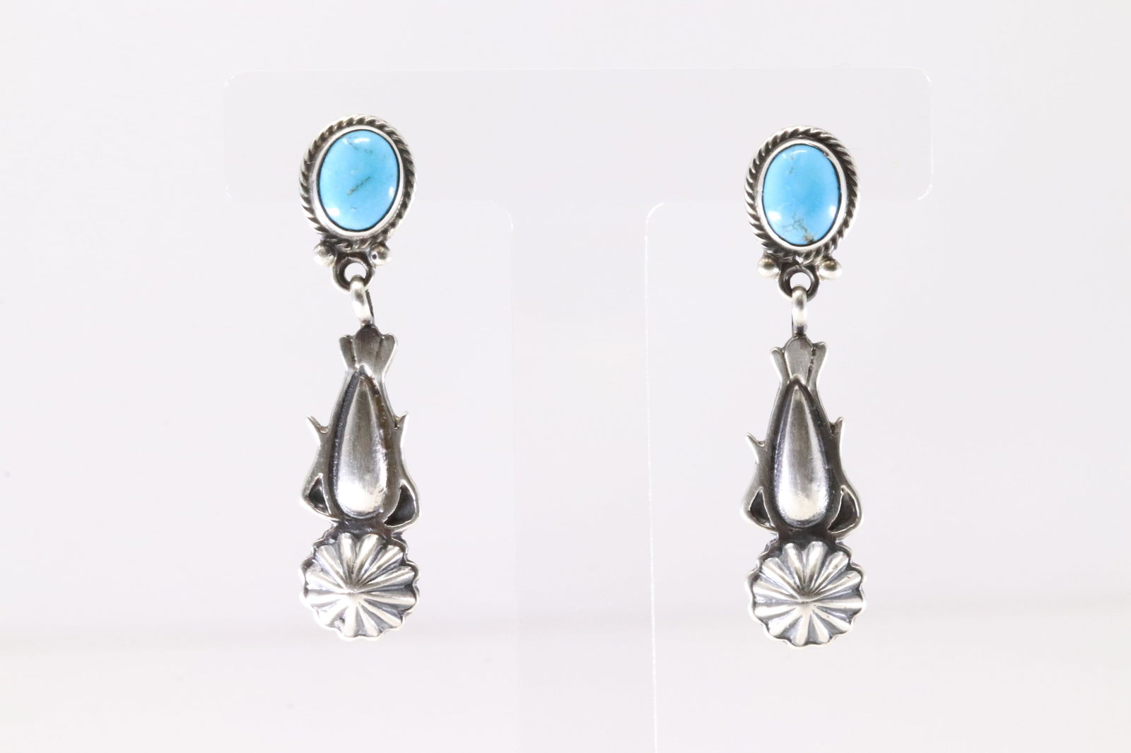Native America Navajo Sterling Silver Turquoise Post Dangling Earring's By Verley Betone. From R.B (1 of 4)