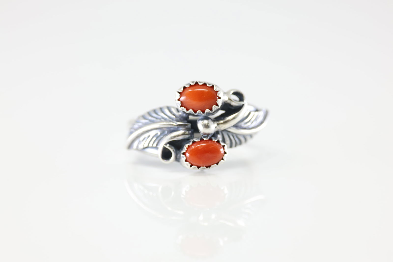 America Sterling Silver Coral Ring. (1 of 4)