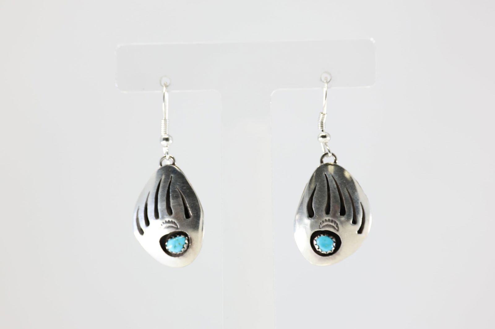 Native America Navajo Sterling Silver Turquoise Dangling Earring's By Ervin Begay. (1 of 4)