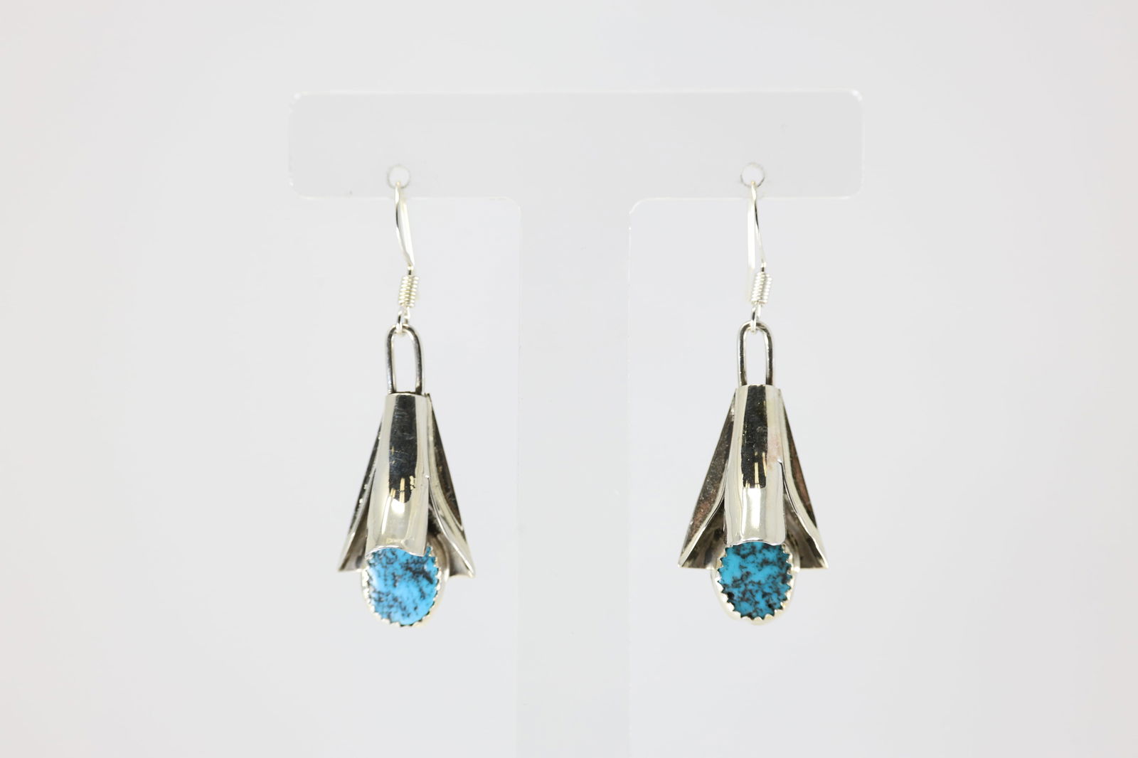 Native America Navajo Sterling Silver Turquoise Dangling Earring's By Louise Yazzie. From C Company. (1 of 4)