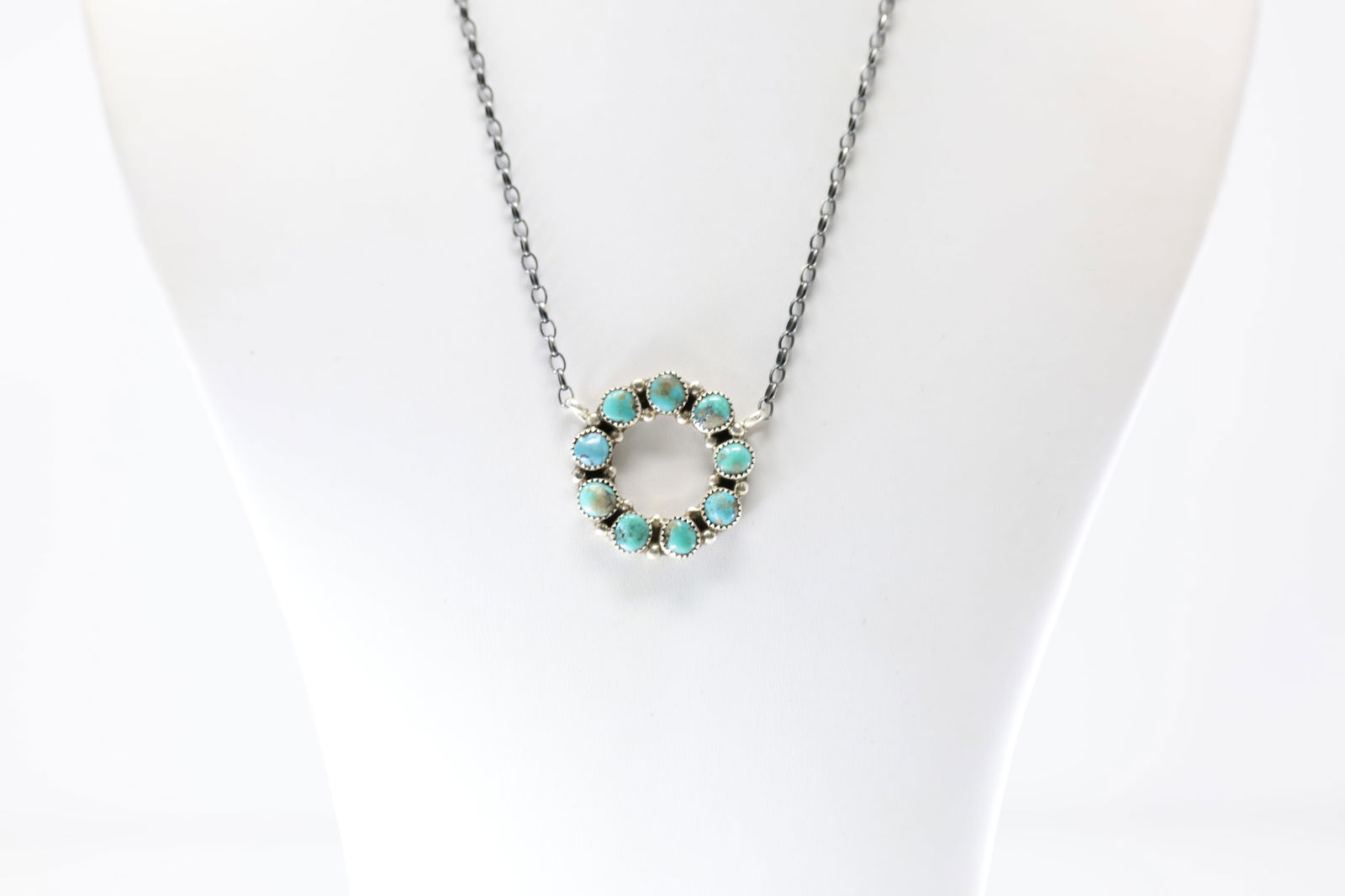 Native America Navajo Sterling Silver Turquoise Necklace By B. (1 of 4)