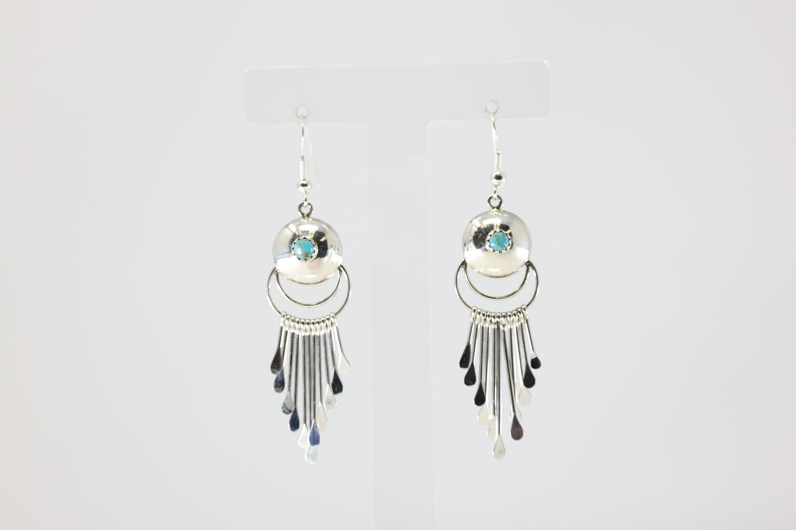 Native America Navajo Sterling Silver Kingman Turquoise Dangling Earring's By Delmar Armstrong. (1 of 4)