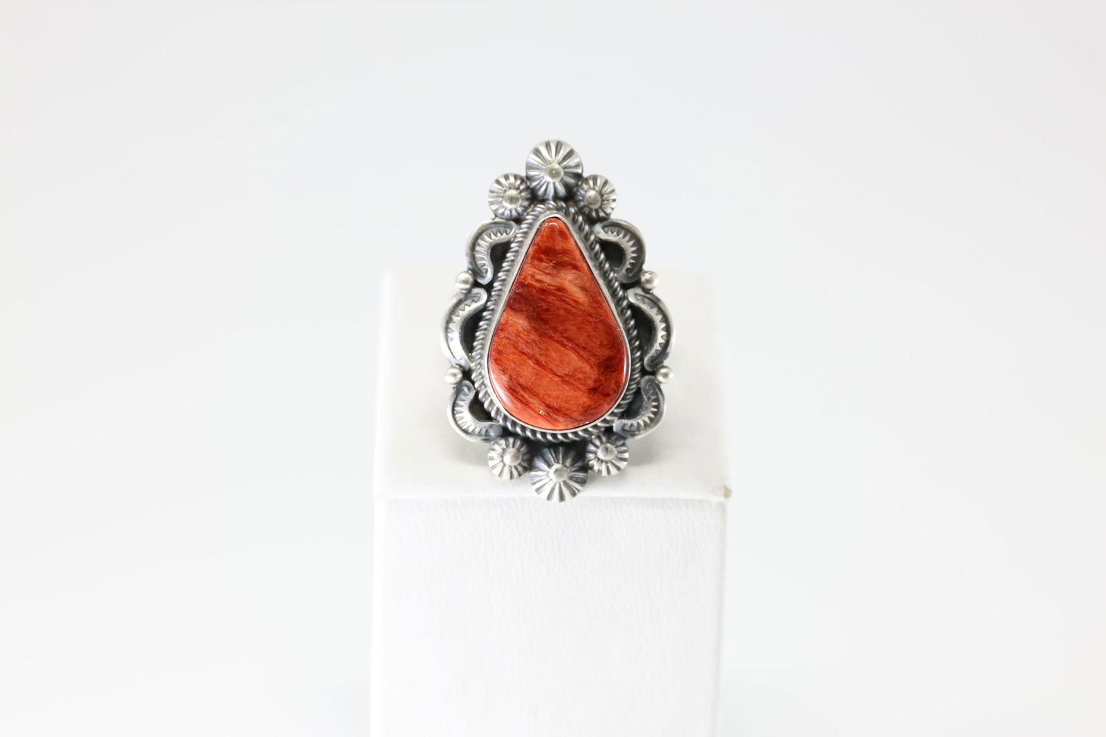 Native America Navajo Sterling Silver Coral Ring By R. (1 of 4)