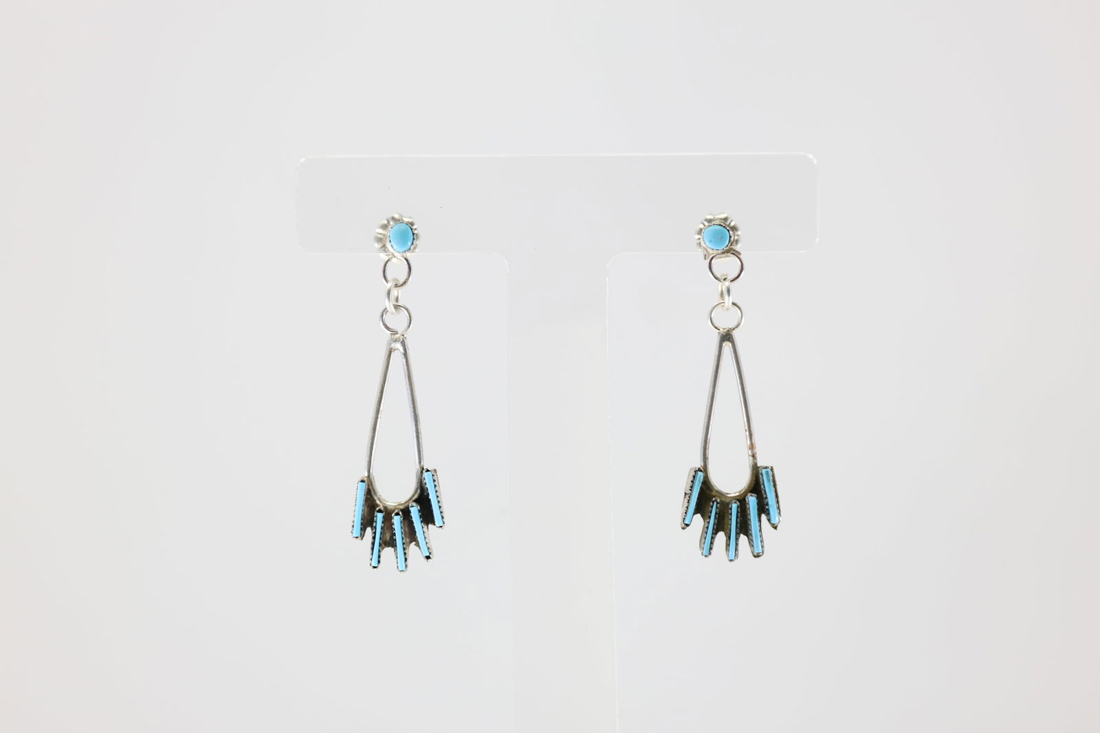 America Sterling Silver Turquoise Dangling Earring's. (1 of 3)