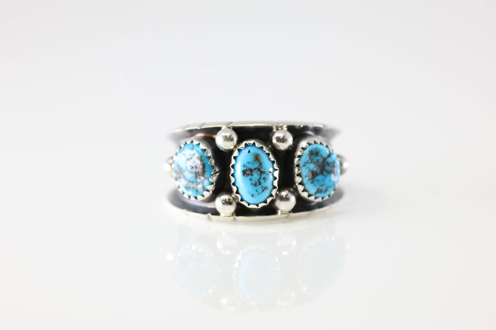 Native America Navajo Sterling Silver Turquoise Ring By RC. (1 of 4)