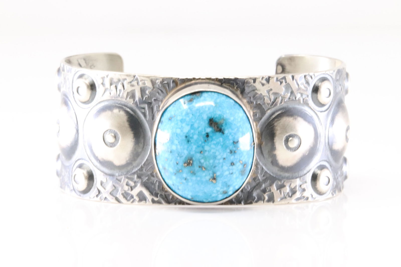 Native America Navajo Sterling Silver Turquoise Bracelet Cuff By C. (1 of 4)