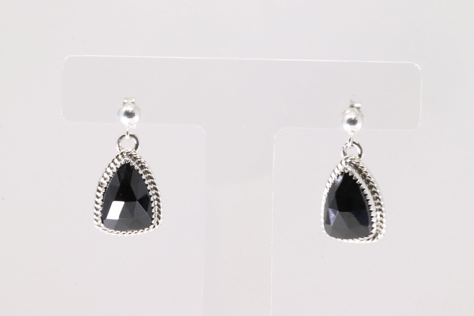 Native America Navajo Sterling Silver Black Onyx Post Dangling Earring's By S. (1 of 4)