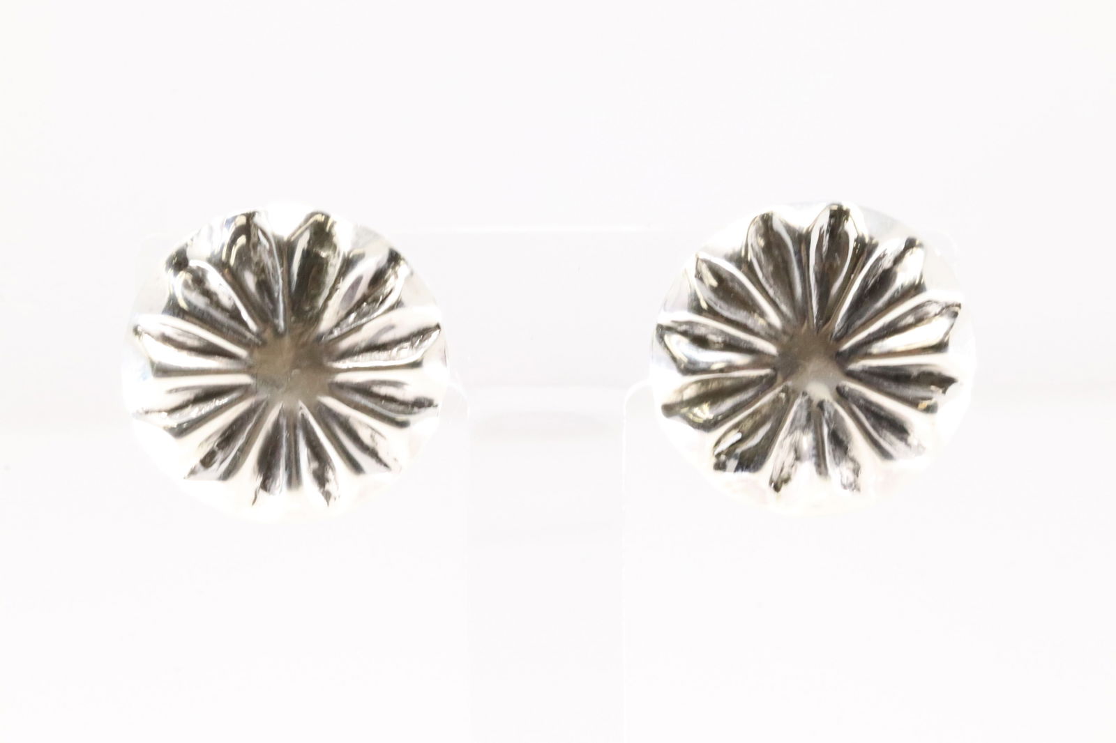Native America Navajo Sterling Silver Stamped Post Earring's By Sally Shurley. (1 of 3)