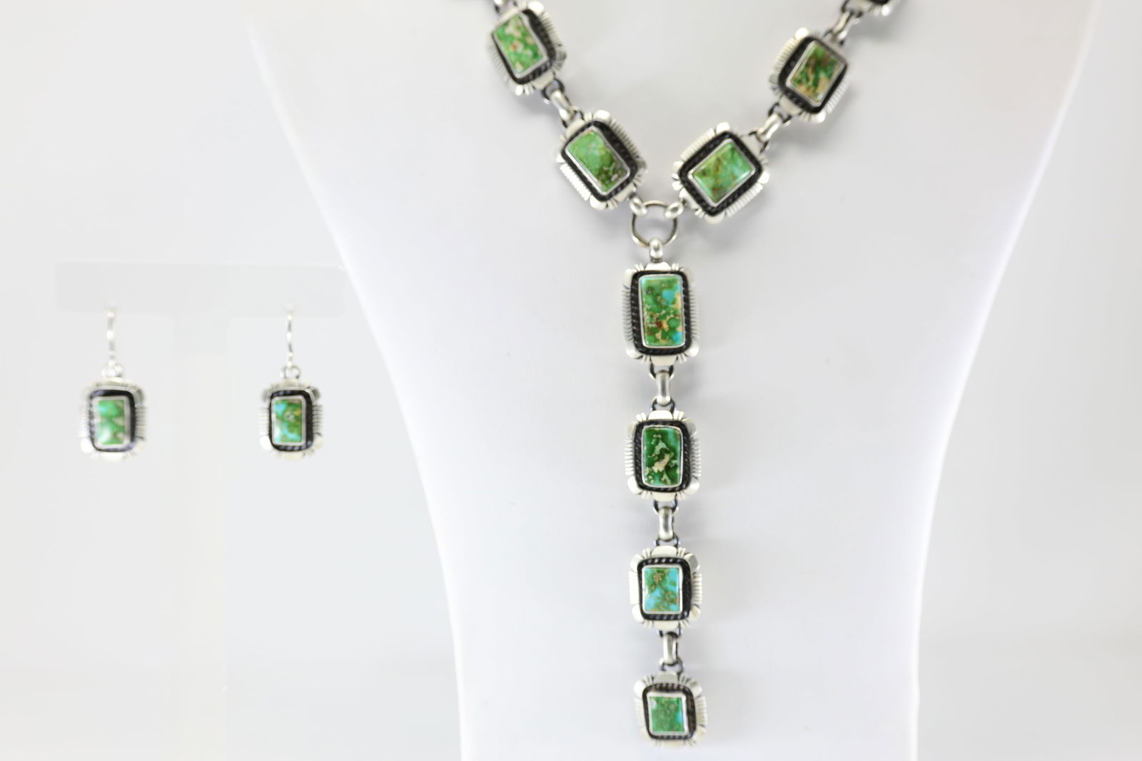 Native America Navajo Sterling Silver Sonora Gold Necklace & Earring's Set By TF. (1 of 6)